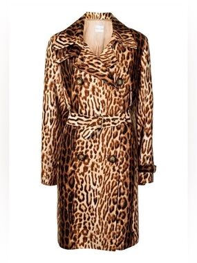 🔥🔥CELINE Leopard Print Trench Coat -US6 -Runway Rare Sold-Out Style Authentic 🔥🔥